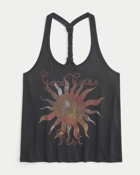 Good Times Fest Graphic Braided Racerback Tank
