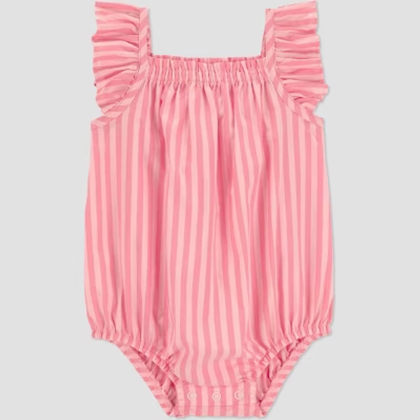 Carter's Just One You® Baby Girls' Striped Ruffle Romper - Pink 18M