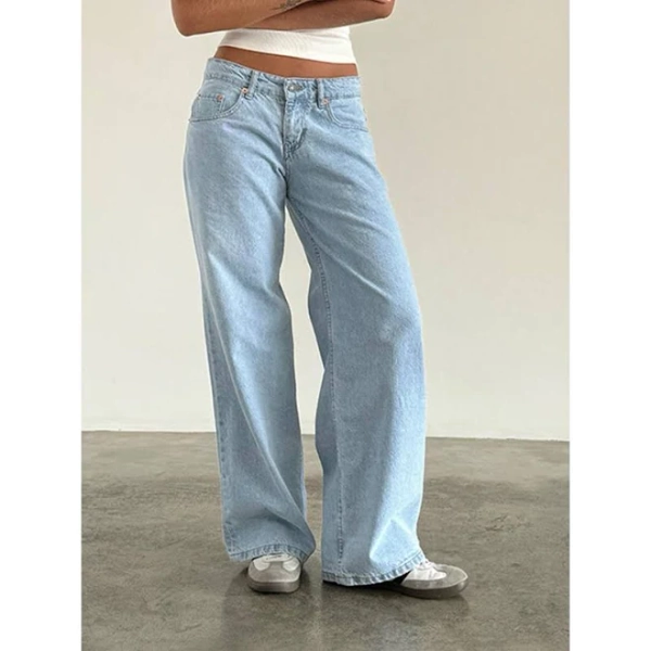 Women's Low Rise Wide Leg Boyfriend Jeans