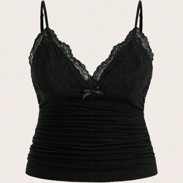SHEIN Plus Size Lace Pleated Cami Top