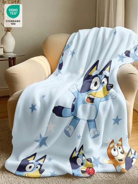 Bluey Bluey 1pc Flannel Throw Blanket - The First Choice For Room Decoration,Super Soft, Lightweight, Cartoon Print, Bluey Dropping The Balloon, Perfect For Home, A Daily, Birthday Gift For Friends, Family, Yourself, Cozy And Warm Blanket, Autumn Decor, Room Decor, Back To School, School Supplies, Blanket,