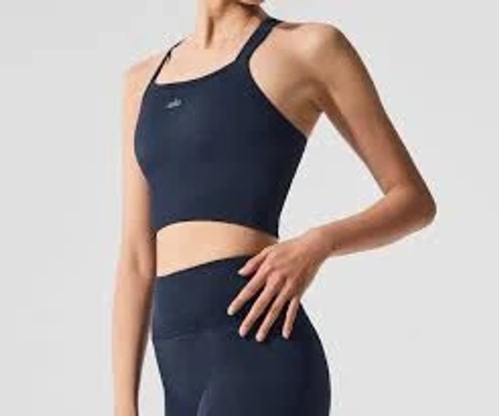 alo Women's Seamless Ribbed Favorite Bra Tank - Navy