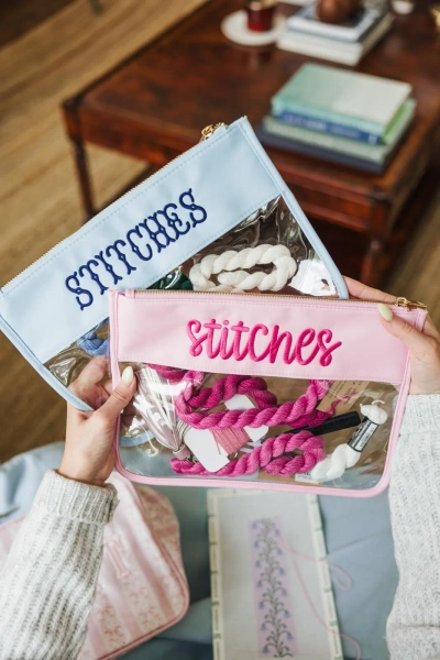Needlepoint Clear Nylon Pouch // Needlepoint NDLPT Project Bag Storage Bridesmaids Custom Name School Everyday Needlepoint Project Pouch