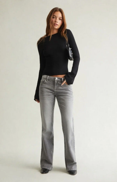Jade Low Rise Bootcut Jeans Light Gray