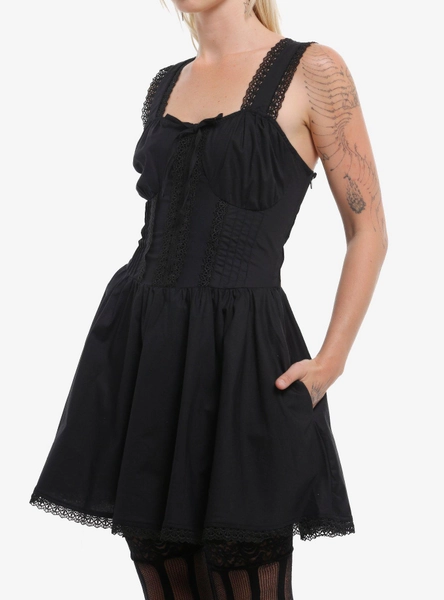 Social Collision Black Corset Mini Dress