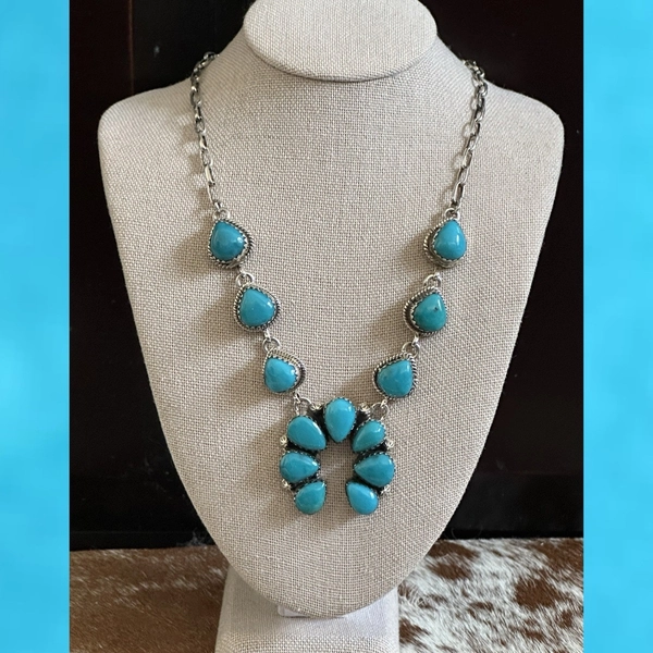 Kingman Turquoise Naja Statement Sterling Silver Necklace 