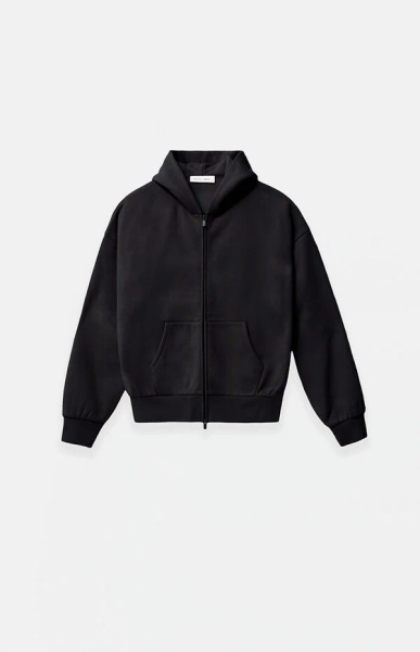 Kids Jet Black Full Zip Fleece Hoodie