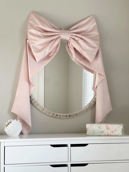 Blush Bow, Kids room wall decor / Nursery wall bow / Large bow wall decor / Baby girl room / 1st birthday / Bow banner
