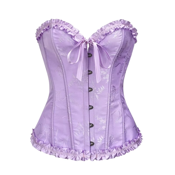 Yellow Jacquard Ruffled Trim Boned Sexy Overbust Push Up Bustier Top Corset Mujer Slimming Corsets For Women Sexy Gothic Clothes - AliExpress 