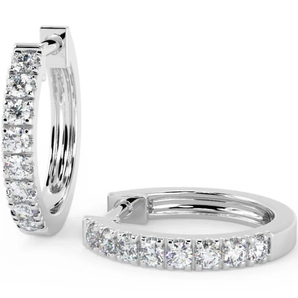 0.33 Carat Round Diamond Hoop Earrings