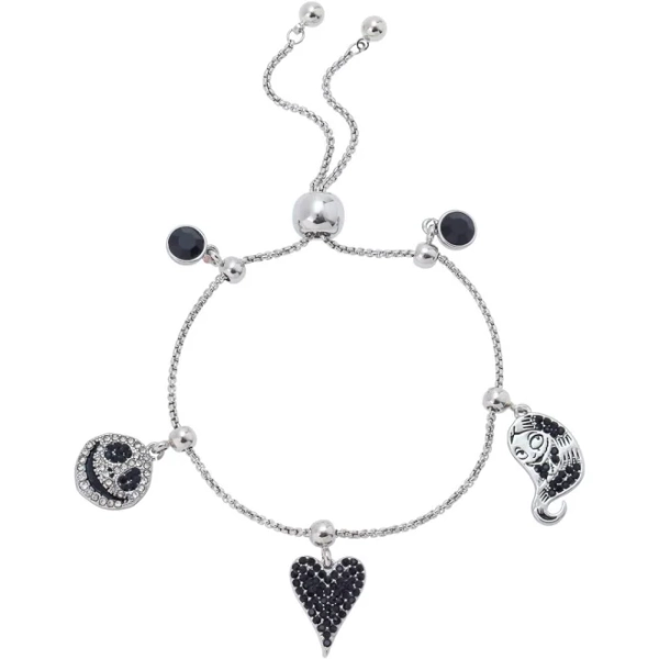 Disney Nightmare Before Christmas Silver Charm Bolo Bracelet