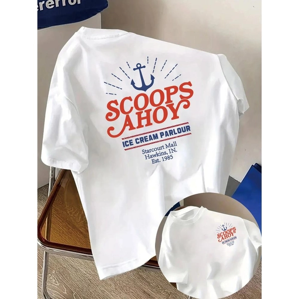 Front And Back Short-Sleeve T-Shirt - Scoops Ahoy, Ice Cream Fashion Print - Women'S Trendy Spring And Summer Printed Tee, a Stylish Piece