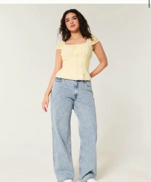 Curvy High-Rise Medium Wash Baggy Jeans
