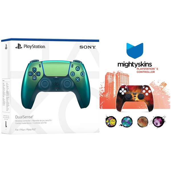 Sony PlayStation 5 DualSense Wireless Controller with MightySkins Custom Decal Skin Voucher - Chroma Teal - Walmart.com