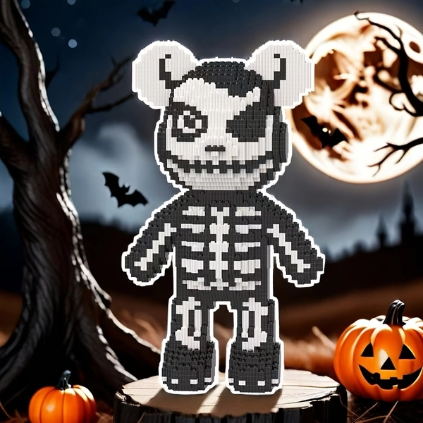 Skull Lucky Bear 3D Puzzle Building Blocks, 7709pcs Creative Decoration and Room Decor, Perfect for Birthdays/Halloween/Valentine'S Day/Christmas/Night Before Christmas Gift, No Power Needed, Ideal for Personal Use or Gifting, Halloween Building Block, Building Block Bear, Bear Building Block, Constructor, Brick, Building Brick Set, Building Brick Technique, Construction Block, Building Stones, Building Sets, Model Building Kit, Building Set Xxl, Construction Blocks, Lock Bricks Sets
