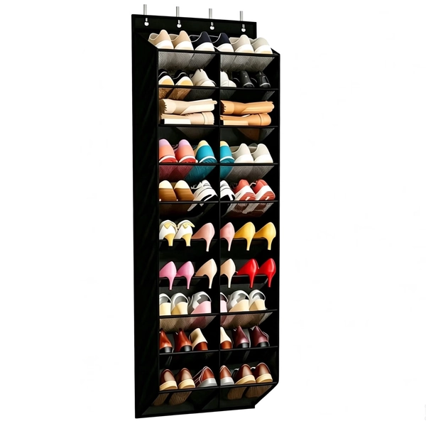 Behome 10 Tier Over the Door Shoe Organizer, 20 Large Breathable Mesh Pockets Hanging Shoe Rack, Space Saving Hanging Shoe Organizer for Door, Closet, Entryway - Walmart.com