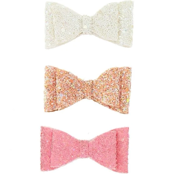 Claire's Club Glitter Bow Hair Clips (3 Pack)