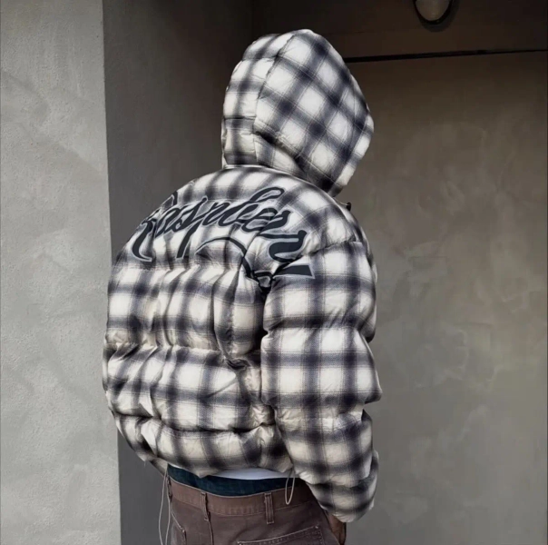 The GV Gallery Plaid Puffer Waterproof Coat Raspberry Hills