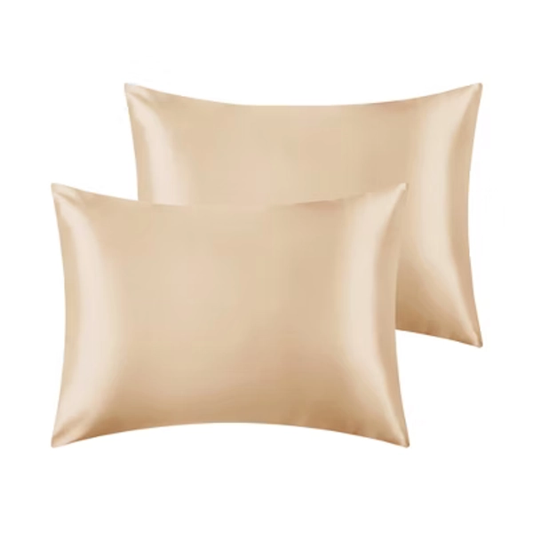 Unique Bargains Satin Hair and Skin Breathable Envelope Closure Pillowcase 2 Pcs Gold Standard 20"x26"