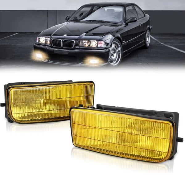 Fog Lights Compatible With 1992-1999 BMW M3 E36 Selected Models H1 55W OE Yellow
