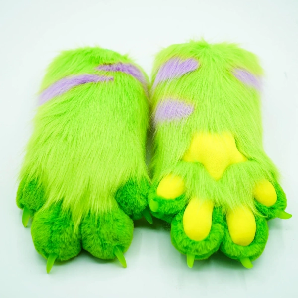 Elf green Super Star puppy fox cat paws furry gloves with special meat pad,cosplay accessories for Halloween party meeting gather, gnarpy