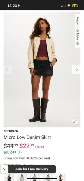 Micro Low Denim Skirt