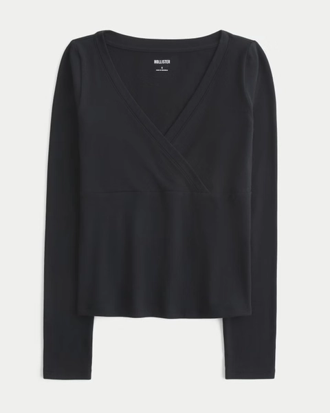 Long-Sleeve Wrap Front Baby Tee