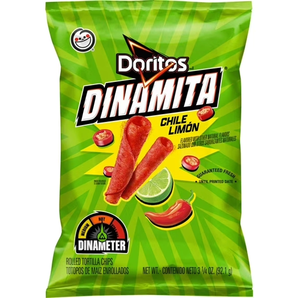 Doritos Dinamita Chile Limon Tortilla Chips, 3.24 oz Bag