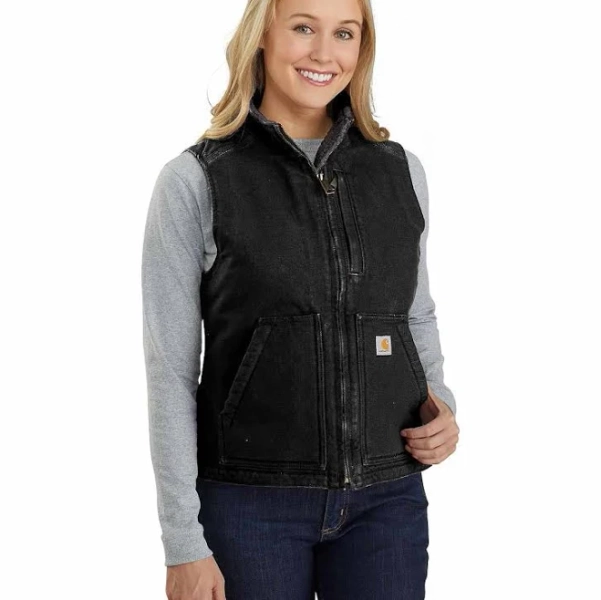 Carhartt Women's Washed Duck Sherpa Lined Mock Neck Vest