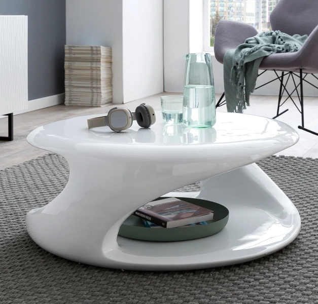 East Urban Home Arthurson Round Fiberglass Coffee Table – Sculptural Storage in a Glossy Modern Form & Reviews | Wayfair