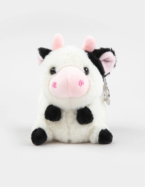 FULL TILT Chonky Cow Plush Bag Charm - BLACK/WHITE