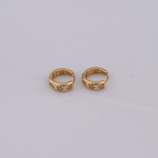 18K Gold Filled CZ Flower Earrings,Huggie Hoop Earrings,Hoop Earrings,Hypoallergenic Huggie Hoop,Gift for Her