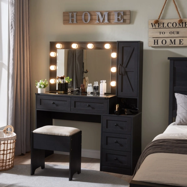  Farmhouse Vanity Makeup Desk 