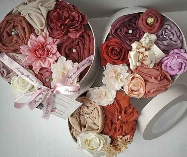 Personalised, Radiance Hijab Bouquet Gift Set for Her, Scented Artificial Flowers, Quality Hijabs, Customized Gift Message