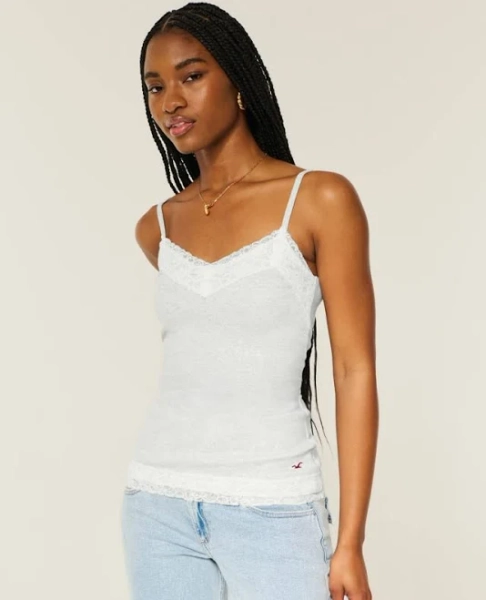 Women's Lace Trim Layering Cami in Light