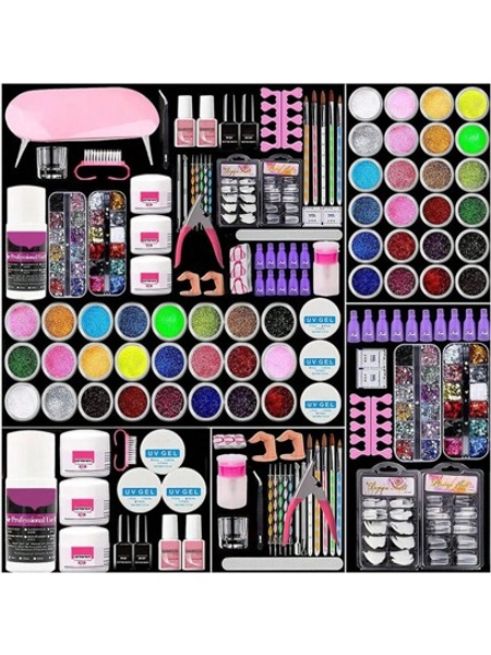 Acrylic Nail Kit, Acrylic Powder With Acrylic Liquid For Gel Nails With UV Lamp For Gel Nails Set, DIY Nail Art Tool Complete Starter Kit Acrylic Nail Kit, Birthday Gifts For Women, Valentines Day Gifts For Girl, Professional Nails Kit Acrylic Set