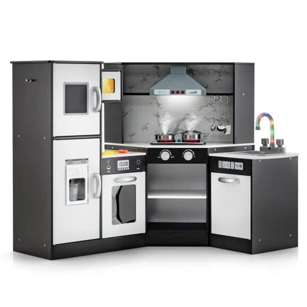 Costway Kids Corner Wooden Kitchen Playset