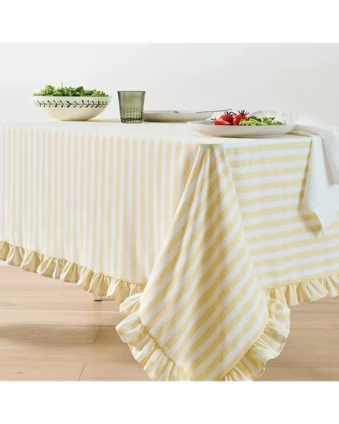 Extra Large Yellow Stripe Tablecloth - Yellow - Miscellaneous