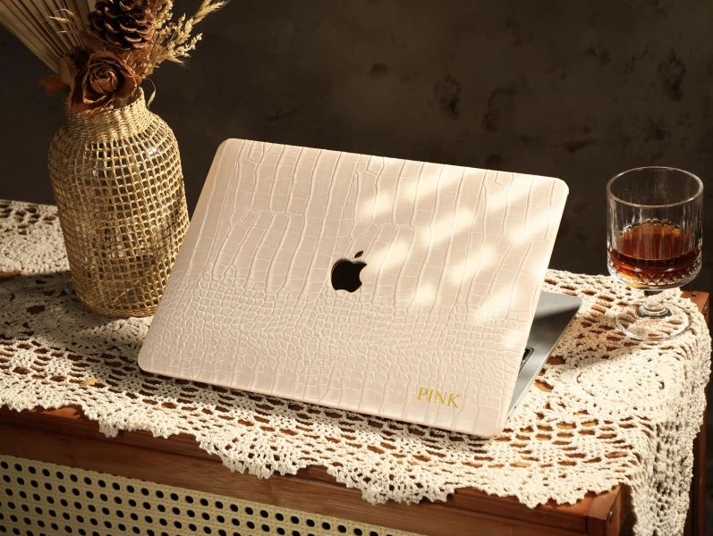 Beige Crocodile Pattern MacBook Case for MacBook Air 13 15" Pro 13 14 15 16", MacBook Case, Protective Cover for MacBook A3113/A2337/A2681