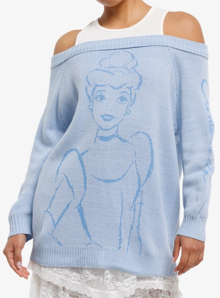 Disney Cinderella Girls Cold-Shoulder Sweater