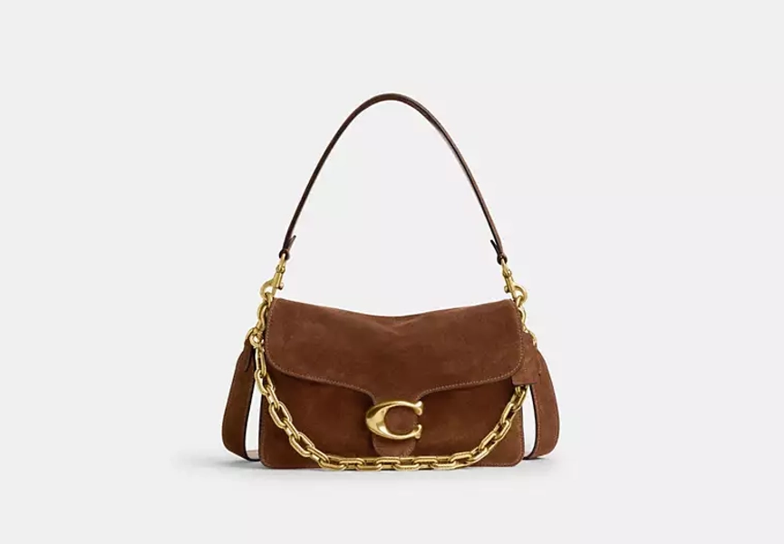 Brass/Warm Brown Chain Tabby Shoulder Bag