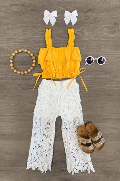 Sparkle Floral Lace Pant Set