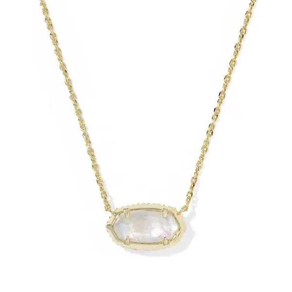 Elisa Bow Short Pendant in Gold with Iridescent Crystal Ivory Illusion by Kendra Scott
