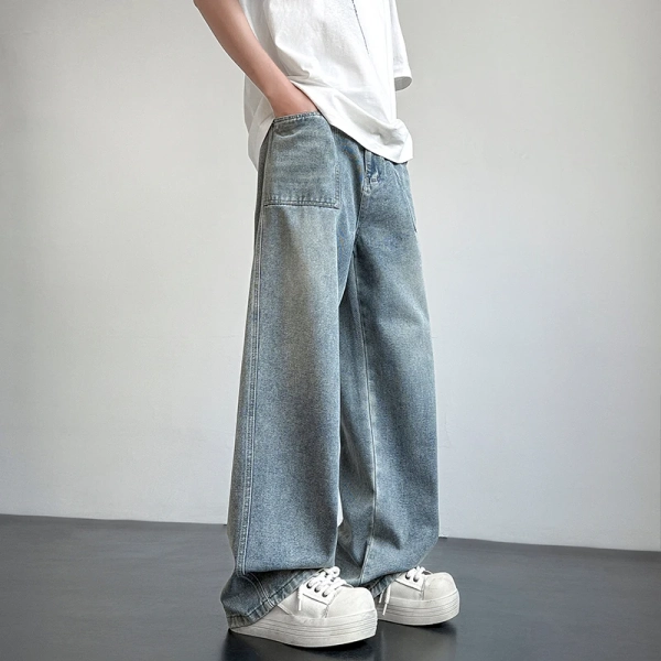 2025 New Retro Washed Straight-Leg Jeans For Men High Street Fashion Baggy Denim Pantalones Hombre Hip Hop Distressed Y2K Jean - AliExpress 200000343