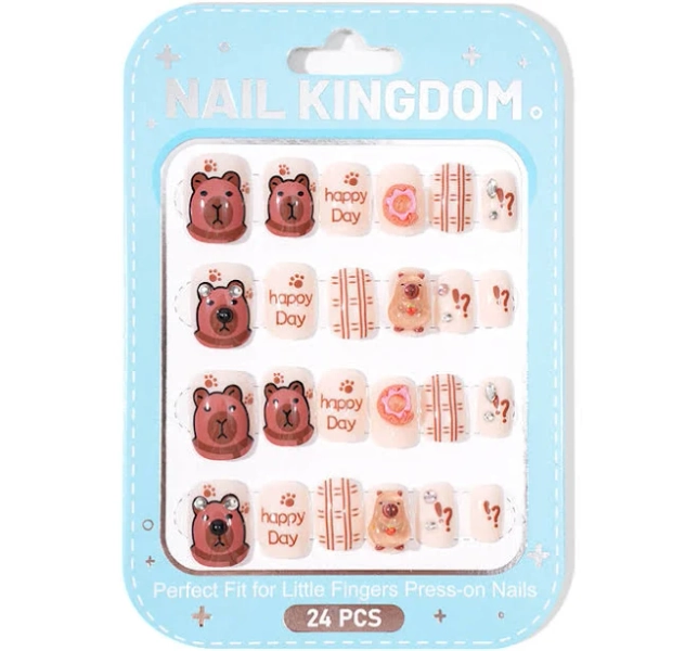 Mini Children Cute Capybara Party Press On Nails Kit