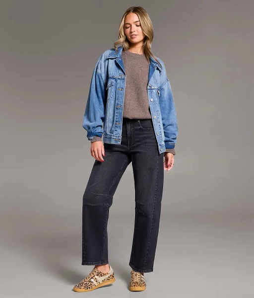 22 Washed Black Billie Barrel Stretch Jean