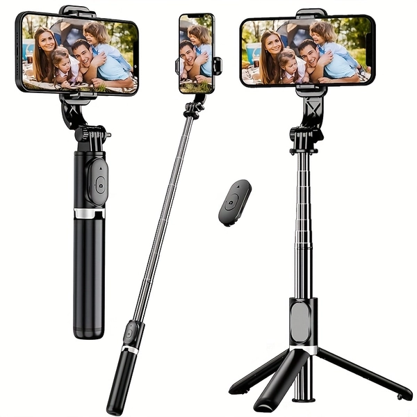40-inch Smartphone Selfie Stick Tripod, Expandable Selfie Stick Integrated Smartphone Tripod with Wireless Remote Control, Can Rotate 360 Degrees, Suitable for iPhone 16/15/14/13/12/12 Pro/11 Pro/XS/XR/X/8/7 Plus smartphone Android phone