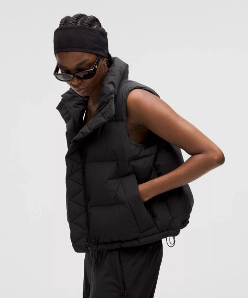 Wunder Puff 600-Down-Fill Cropped Vest - Black - 10