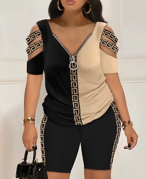 2025 Fashion Sexy Out T Shirt And Shorts 2 Piece Sets Women Outfit Summer Casual Loose Print T Shirts Two Piece Set For Women - AliExpress 200000345