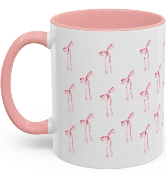Cute Aesthetic Coquette Trendy Pink Ribbon Bow Mug